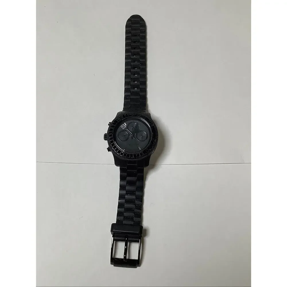 Michael Kors Black Runway Glitz Baguette Crystal Bezel Chronograph Watch F17-4